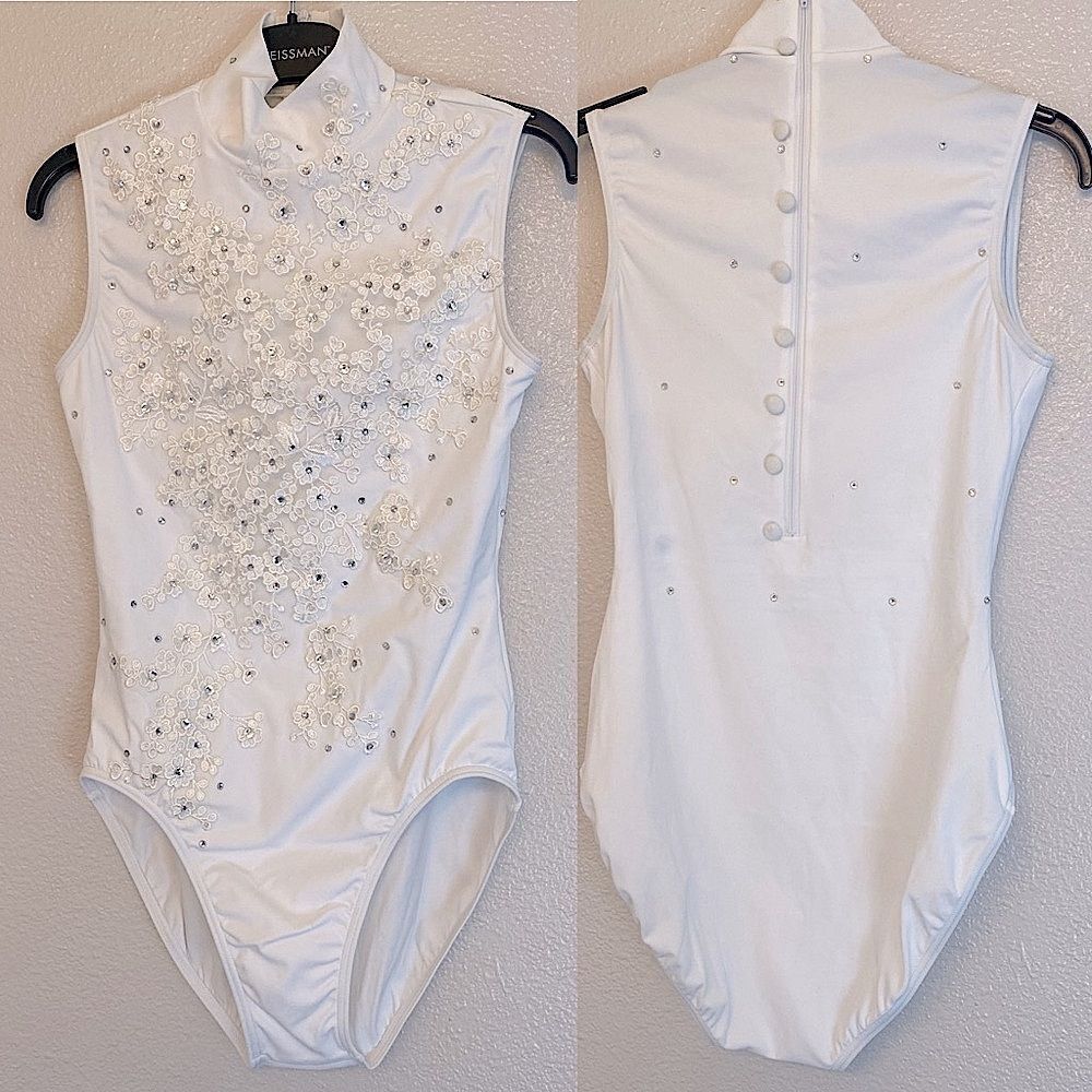 WEISSMAN custom solo Dance Costume white wedding bridal chapel veil gloves SA